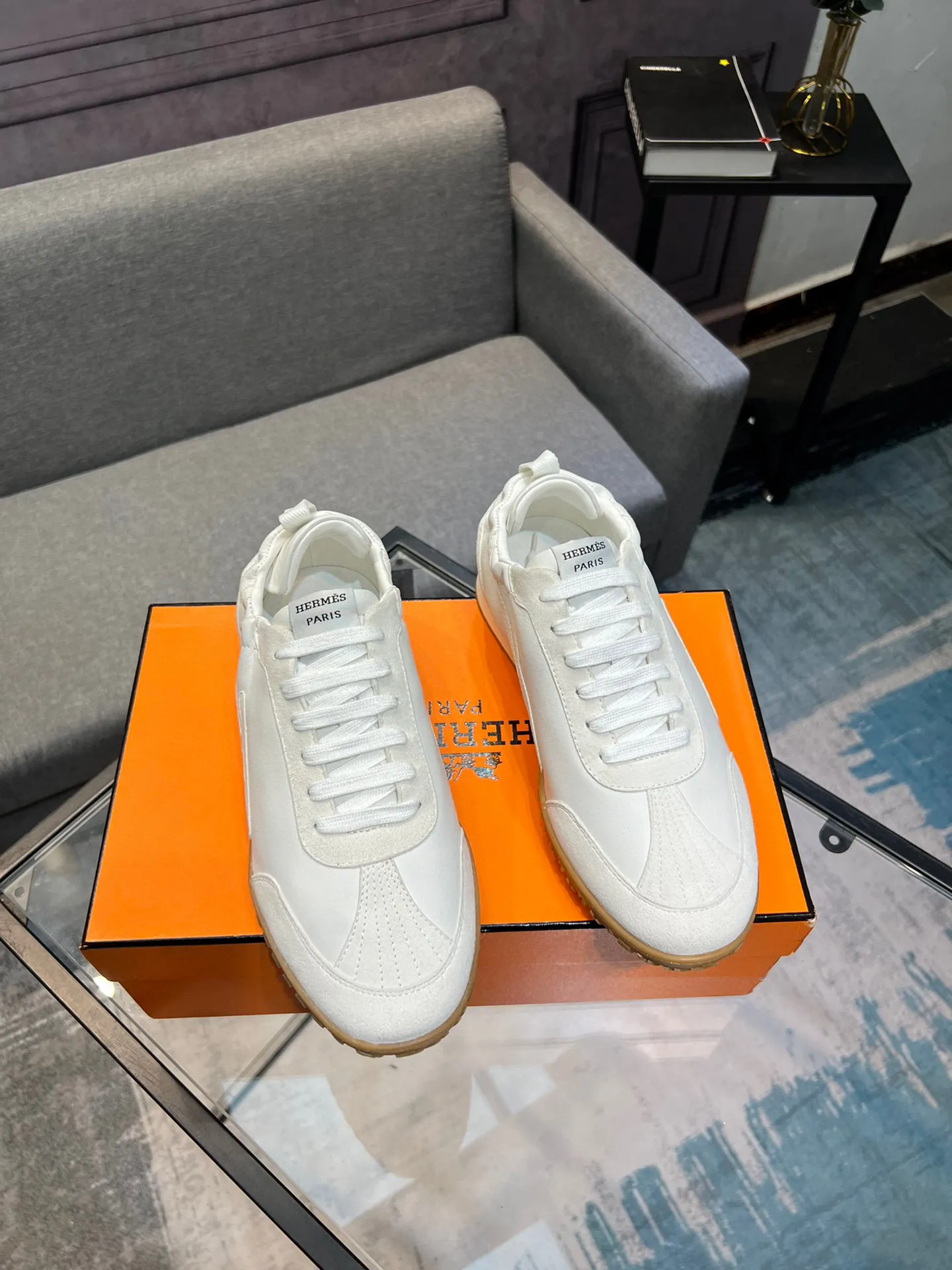 Men's shoes 💰660 [HERMES] Hermès - High-end quality original order 🔍🔍 - Upper: 🔝 cowhide suede splicing design - Inner lining: imported mixed sheepskin - Outsole: TPR foam · Rubber: two-color combined molding outsole - Super high quality control · Fine workmanship: highlighted (high-end, luxury, grade) -Size: 38-44 (45, 46, can be customized)
